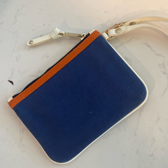 Spartina 449 Anchor Nautical Blue Orange lime Off White Top Zip Wristlet - Picture 5 of 13